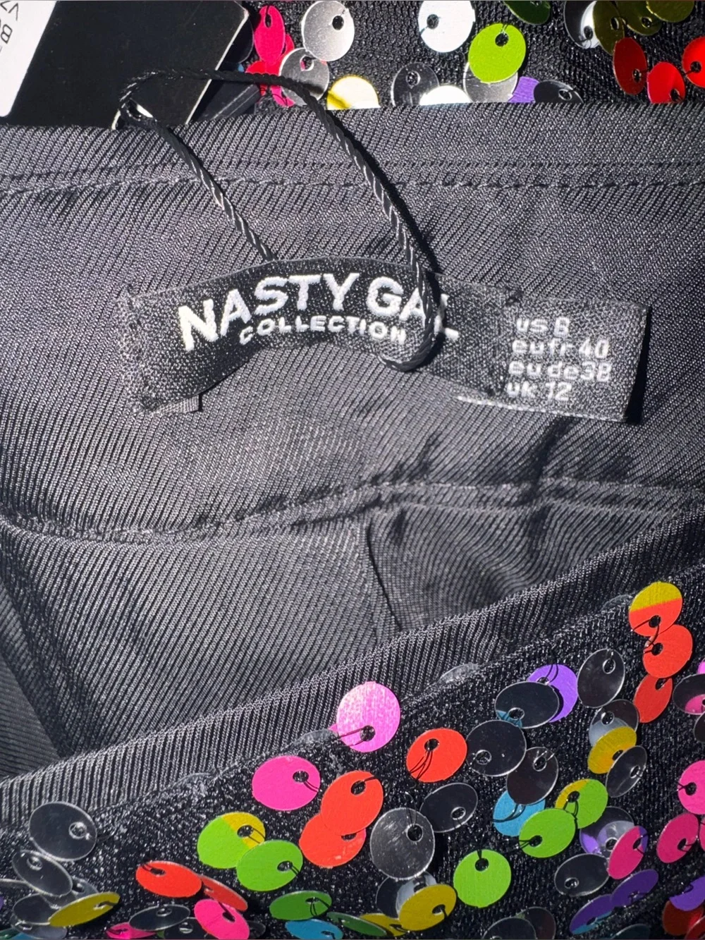 NWT Nasty Gal Rainbow Sequin Wide Leg Trousers Size 6 - Picture 6 of 6